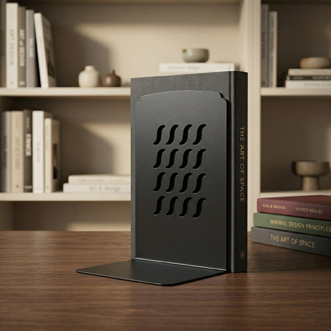 아카데미 철제 스탠딩 북엔드 L형 책꽂이 (대) 4p 블랙, 단품