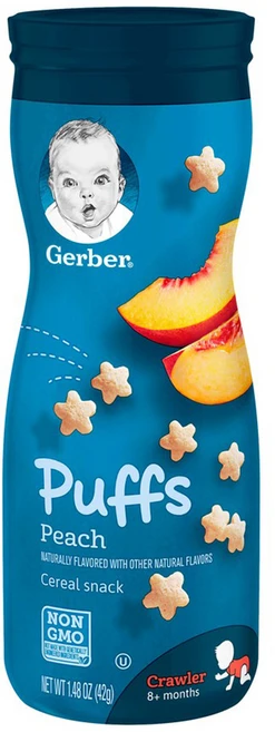 거버 시리얼 스낵 어린이퍼프 42g, 1개, 복숭아(Peach) - 쿠팡