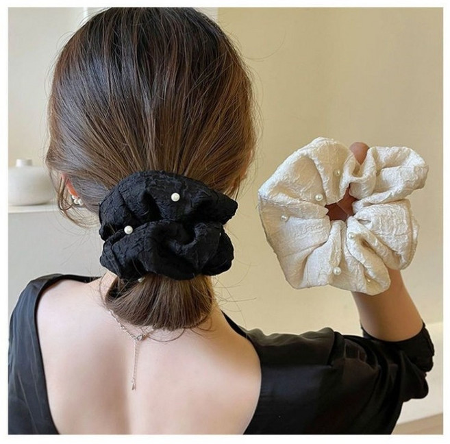 헤어퀸 진주 여성 헤어 곱창밴드 헤어슈슈 스크런치 머리끈 세트