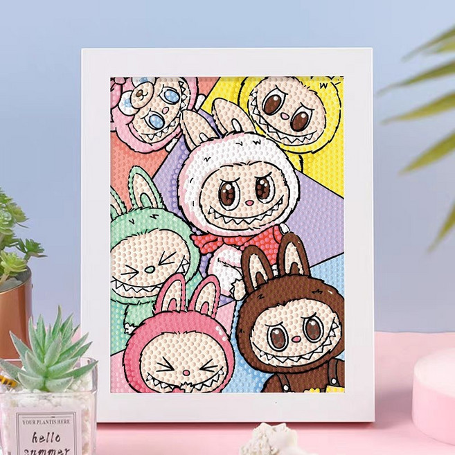 모던시스터즈 라부부 보석 십자수 액자 세트 공예 DIY 비즈공예 취미 22*17, 라부부3, 1개