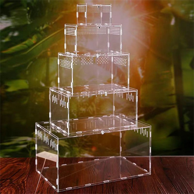 곤충 아크릴 투명 사육장 곤충 도마뱀 게코 사육장 햄스터은신처 도마뱀사육장세트 팩맨개구리 상자 박스 파충류용품, 1개, 20*12*12cm