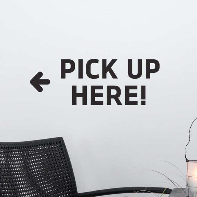 고딕st pick up here 화살표 픽업표시 가게 스티커 - large, 흰색, 흰색