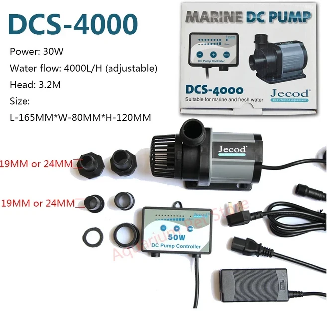 미니빔 Jebao Jecod DCS 시리즈 DCS2000 가변 Dc 수족관 펌프 잠수정 워터 펌프 해양 담수 제어 펌프 탱크, 02 AU adapter plug, 05 DCS-4000