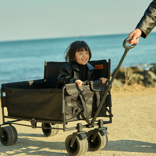 붐케어 폴드PRO 벤치형 웨건 캠핑 접이식 대형, 1개, 블랙