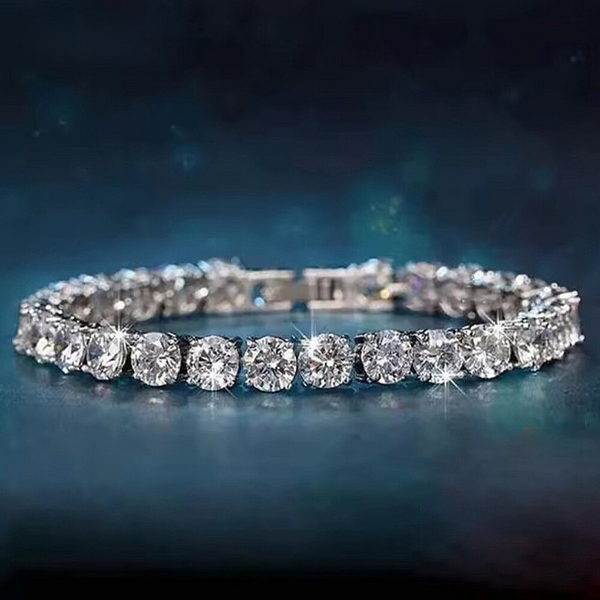 5mm 큰 큐빅 테니스 팔찌 실버 팔찌 여성팔찌 지르코니아