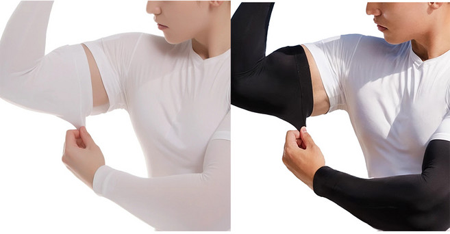 싱글레이드 빅사이즈 쿨토시 굵은팔 팔토시 1+1, 블랙+화이트, 1세트