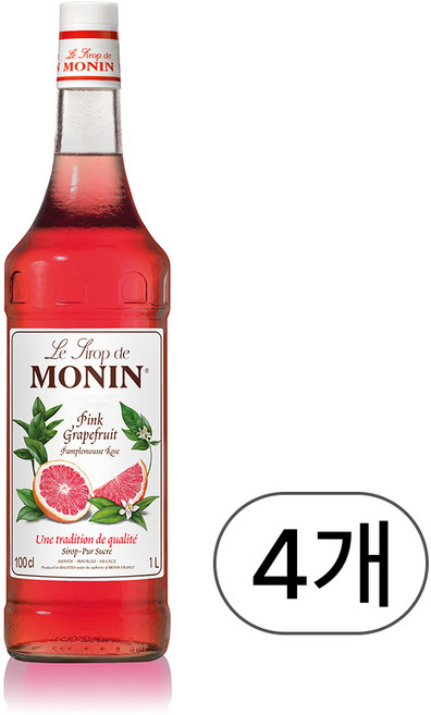 (카페시럽) 모닌 자몽 시럽 단품 1000ml 에이드시럽, 1L, 4개