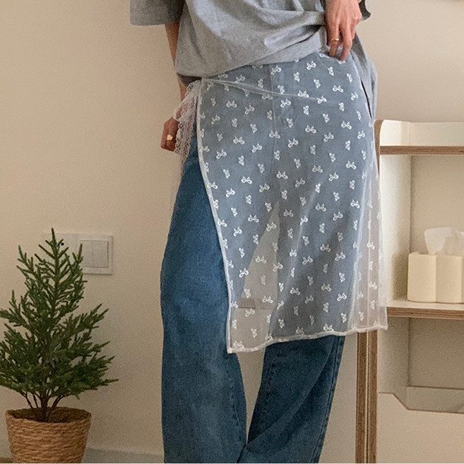 [모란코] 시스루 레이스 레이어드 랩 롱스커트 힙커버