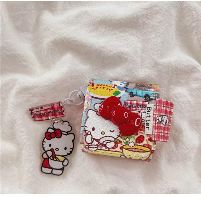 [헬로키티]러블리리본 셰프 Kitty 에어팟스 프로2 에어팟 케이스 에어팟1/2 가죽 뉴 에어팟3 크리에이티브 낙상방지 케이스, Airpods 3, 1개