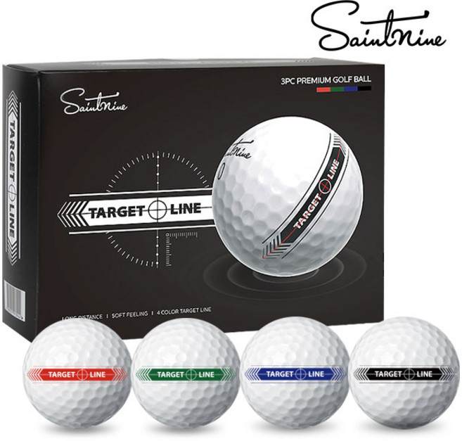 세인트나인 타겟 라인 골프볼 (3피스), 2개, 12개입, 화이트