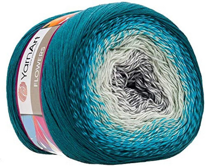 Yarn Art Flowers 실 55% 면 45% 아크릴 250g 1094야드 멀티컬러 면 실 레인보우 크로셰 실 봄 여름 2 스포츠 실 (317), 289