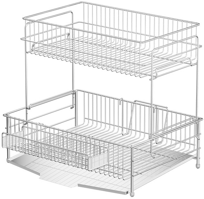 오셀렉트 올스텐 304 2단 식기 건조대 stainless 304 자동 물빠짐 대용량 거치, 실버, 1개