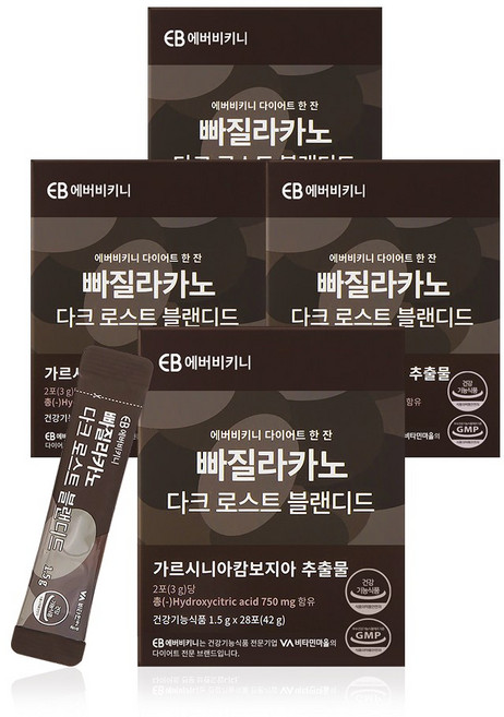 에버비키니 가르시니아 커피 다이어트 빠질라카노 다크로스트, 42g, 4박스