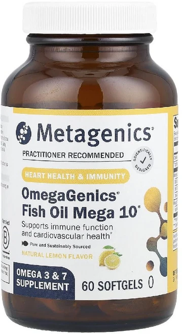 Metagenics OmegaGenics® 피쉬 오일 Mega 10® 천연 레몬 맛 소프트젤 60정 (판매가 중단된 상품) Metagenics (메타제닉스), 1개 - 쿠팡