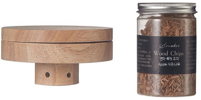 와인액세서리 칵테일 스모크건 훈연 돔커버 바 연기용, 1개, 나무 덮개 + 랜덤 나무 조각