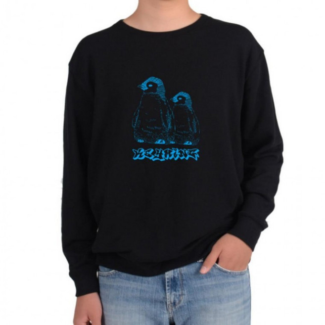 남극 펭귄 형제 프린팅 남녀공용 루즈핏 롱슬리브 맨투맨