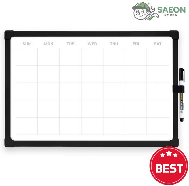 세이온 탁상 스케줄보드 미니 화이트보드 30 20cm 두문 블랙프레임 자석