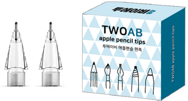 투에이비 애플펜슬 펜촉 무소음 소프트 TPU 펜촉 2p, 2개, 4B