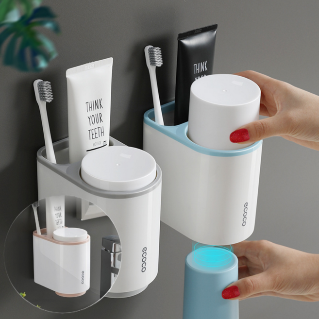 별난상점 모던 스타일 양치컵 칫솔 치약 보관 거치대, 1개, 피치