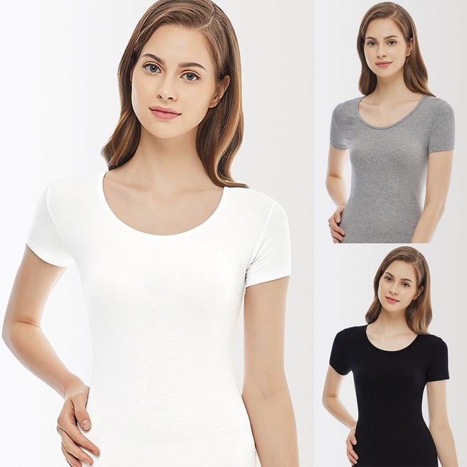 제임스딘 면95% 스판 베이직 여성반팔런닝 JHWRV014