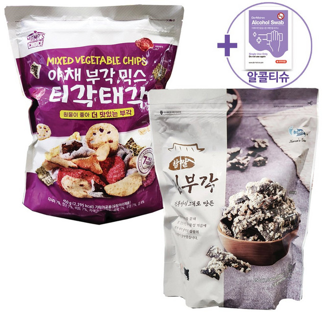 코스트코 씨위드 찹쌀 김부각 250G + 야채부각 티각태각 450G + 더메이런알콜티슈, 1개