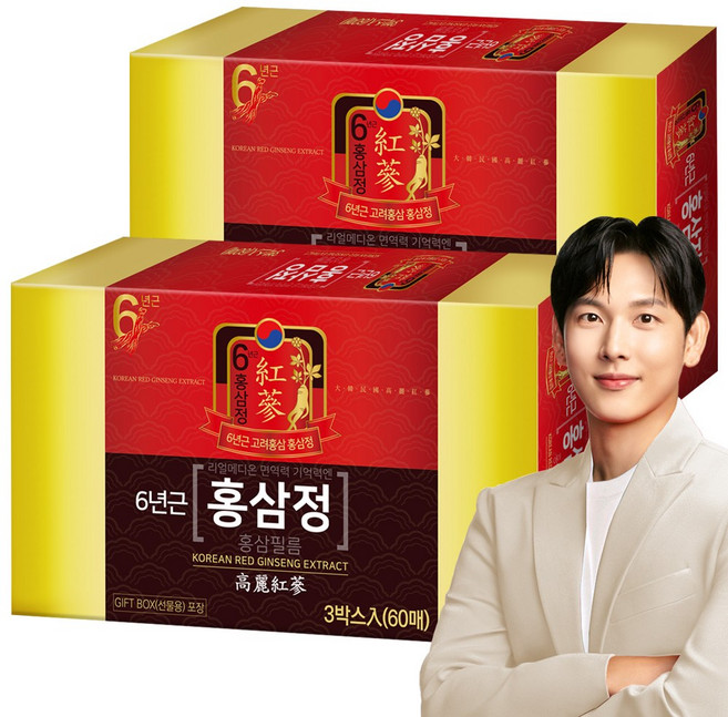 (선물포장)세트구성 리얼메디온 면역력 기억력 엔 홍삼정 홍삼필름 국내산 6년근 홍삼 농축액 진세노사이드 추석 설 명절 선물 세트, 2세트, 60회분