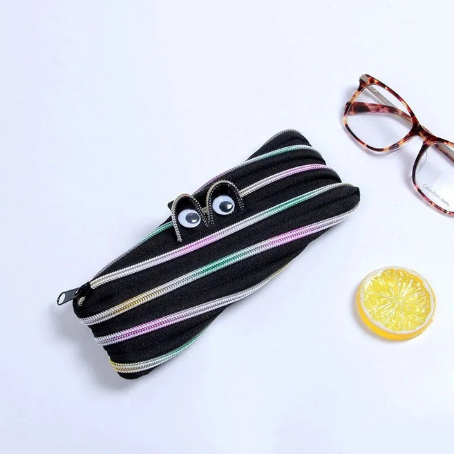 지퍼 파우치 지퍼 몬스터 필통 지퍼 필통, 1개, 주황