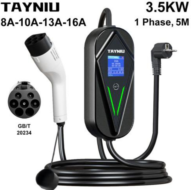 TAYNIU 전기차 충전기 가정용 완속 충전 케이블 3.5m5m 8A-16A 220V 상업용 휴대용 충전기 아이오닉 5 기아 EV6 Tesla Model Y Type 1 J1772, 7)GBT 5M