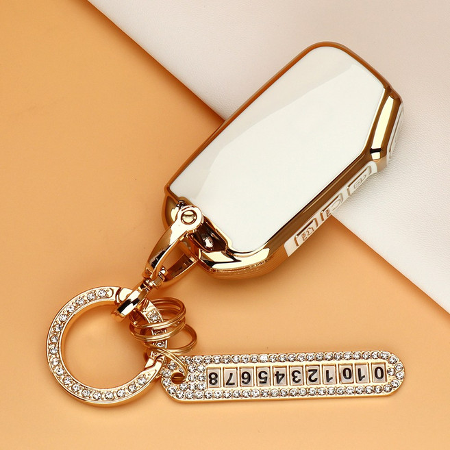 유투카 호환 더뉴 레이 K3 K5 K7 K8 쏘렌토MQ4 카니발KA4 스포티지NQ5 셀토스 EV6 니로SG2 자동차 스마트 키케이스 TPU키홀더 키링 키커버, TK-A, 골드-아이보리