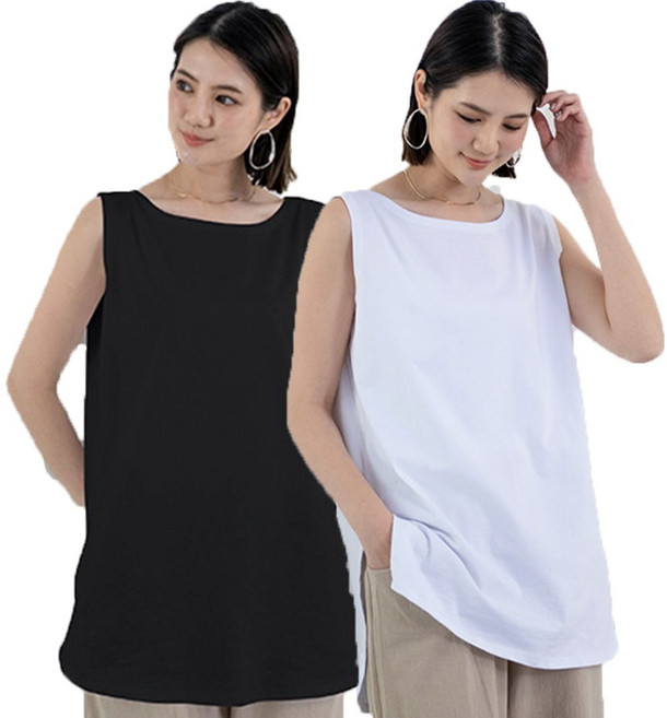 2매 이너스타 여성 레이어드 롱 옆트임 나시 티