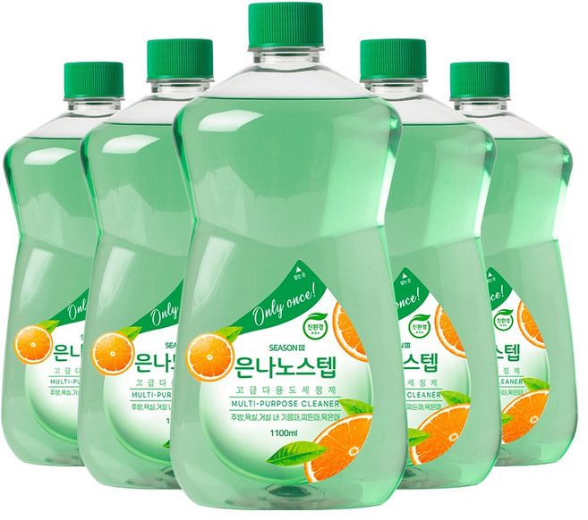 은나노스텝세정제3 [알뜰리필세트] 은나노스텝 시즌3 다용도, 1100ml, 5개