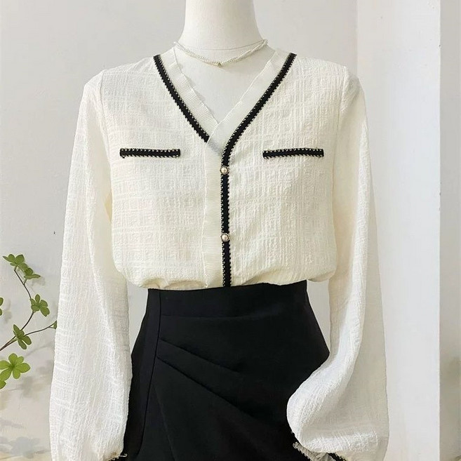 AURALA 여성 브이넥 블라우스 티셔츠 예쁜 여름 블라우스 셔츠