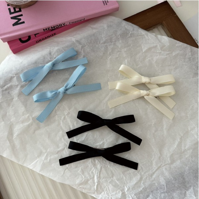 나오유 미니 리본핀 꽃머리핀 학생용 헤어 악세사리 2P