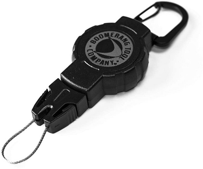 Boomerang Tool 미디엄 스쿠버 기어 리트랙터 카라비너 및 91.4cm(36인치) 리트랙터블 코드 포함 170.1g(6온스) 리트랙션 게이지 손전등 카메라 등, 소형 카라비너(61cm(24인치) / 118.4g(4온