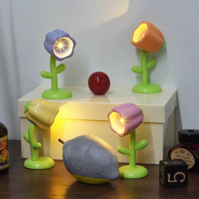 [에타홈] 귀여운 미니 꽃봉오리 장식품 스탠드 조명 무드등, 옐로우