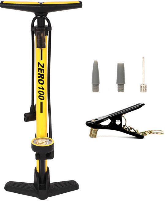 카모아 자전거 에어펌프 다용도 공기주입기, 제로백 스탠딩 에어펌프(옐로우), 1개