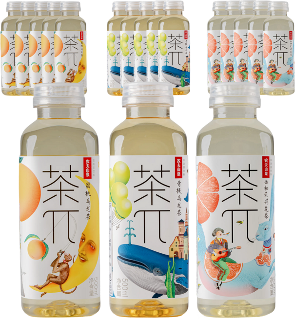 고루 차파이 중국음료 복숭아 우롱차(5)+청포도 우롱차(5)+자몽 자스민차(5)(각5개 총15개), 15개, 500ml