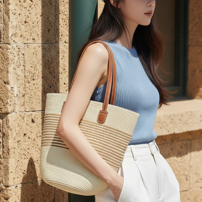 루타미 데일리 여성 라탄 숄더백