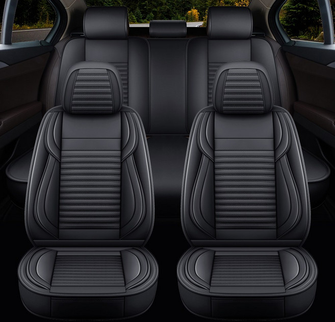 Novaseed 프리미엄 카시트 커버 대중소형 4도어 승용차 SUV 등 통기성 좋음/미끄럼 방지/방수 사계절 통용 스포츠 스타일 시트 커버, Black, 모든 좌석 x 1세트, 1개