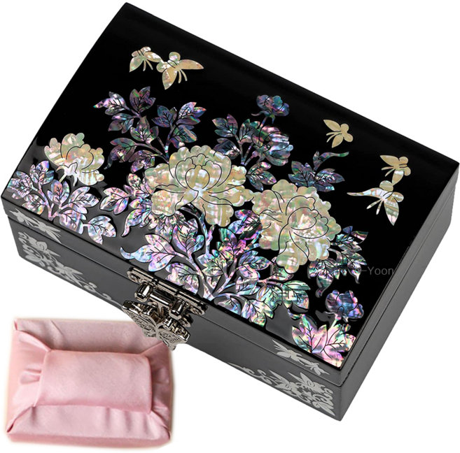 스튜디오아윤 목단자개보석함, 블랙보자기, 1개