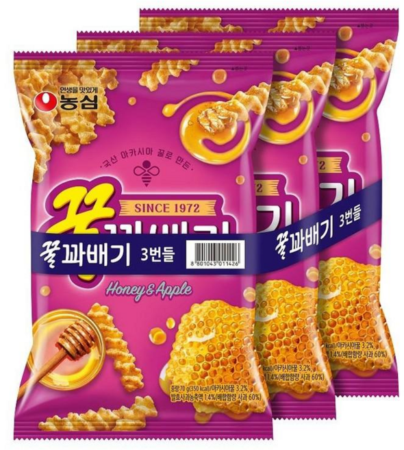 농심 꿀꽈배기 70g x 3개
