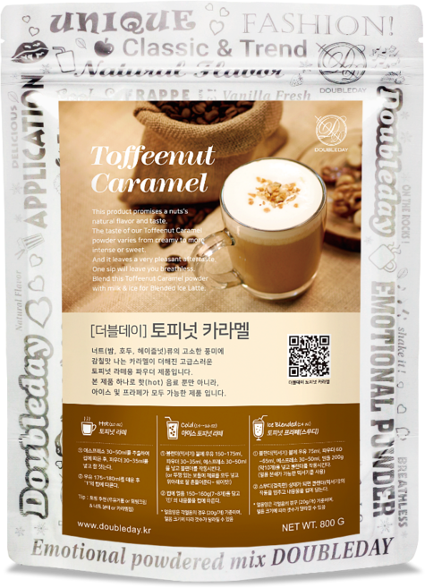 더블데이 토피넛 카라멜 파우더 라떼 헤이즐넛 월넛용, 800g, 1개