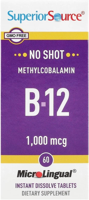 Superior Source 수페리어 소스 메틸코발라민 B12 1000mcg 60 마이크로링구얼 태블릿 영양, 1개, 60정 - 쿠팡
