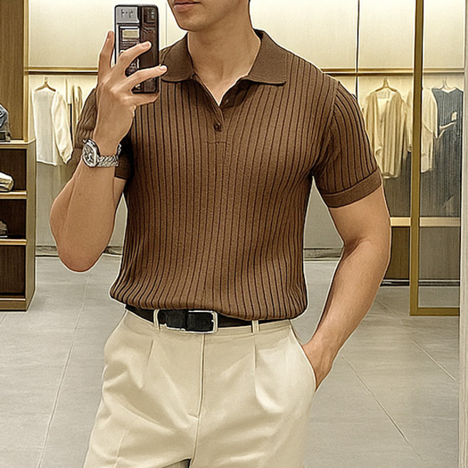 스토리원 남자 클래식 립 머슬핏 여름 니트 카라 티셔츠 JG-SSTE011