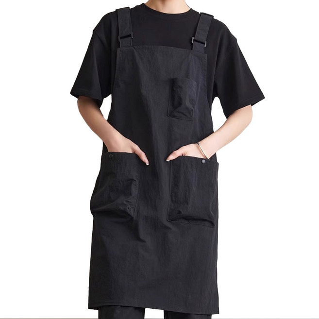 블루유 예쁜 카페 바리스타 앞치마 방수 주방 H형, 블랙H, 1개