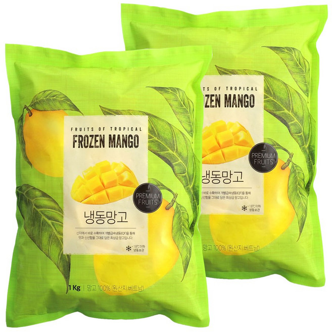 웰루츠 냉동 망고 다이스, 2개, 1kg