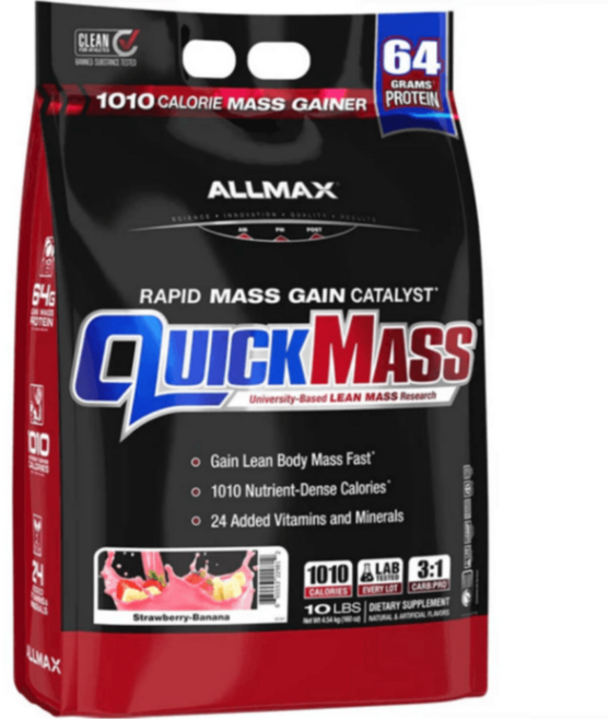 체중증가 벌크업 매스 게이너 QUICK MASS 딸기 바나나 맛, 1개, 4.54kg