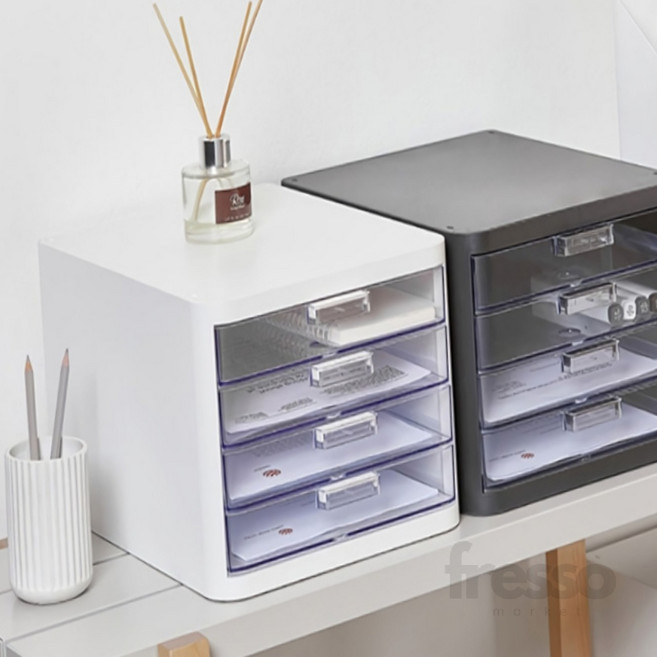 프레소마켓 리템 멀티캐비넷 4단 서랍장 서랍형수납함, 화이트