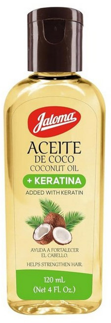 [미국수입 정품] JALOMA 모발 강화에 도움이 되는 케라틴이 함유된 코코넛 오일 118.3ml(4온스) 병 222304, 4 Fl Oz (Pack of 1)