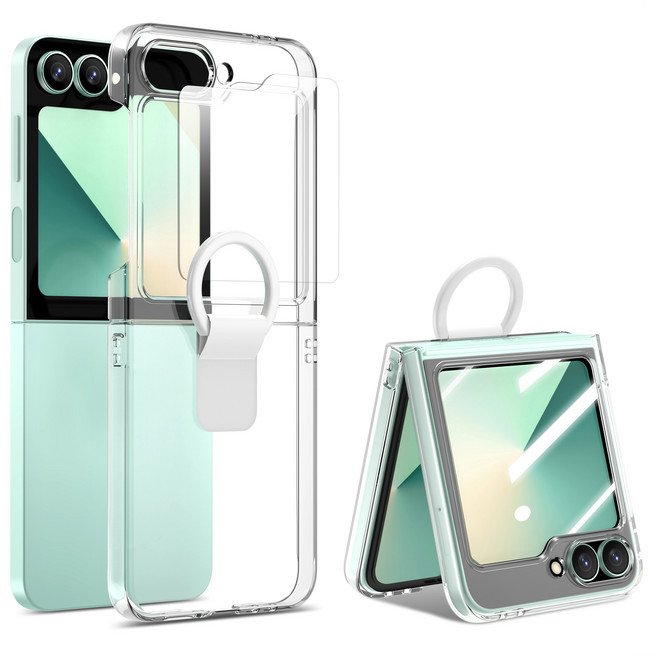 아이시(isee) Z플립5/6/7호환 일체형 하드 액정보호유리 with 링 케이스